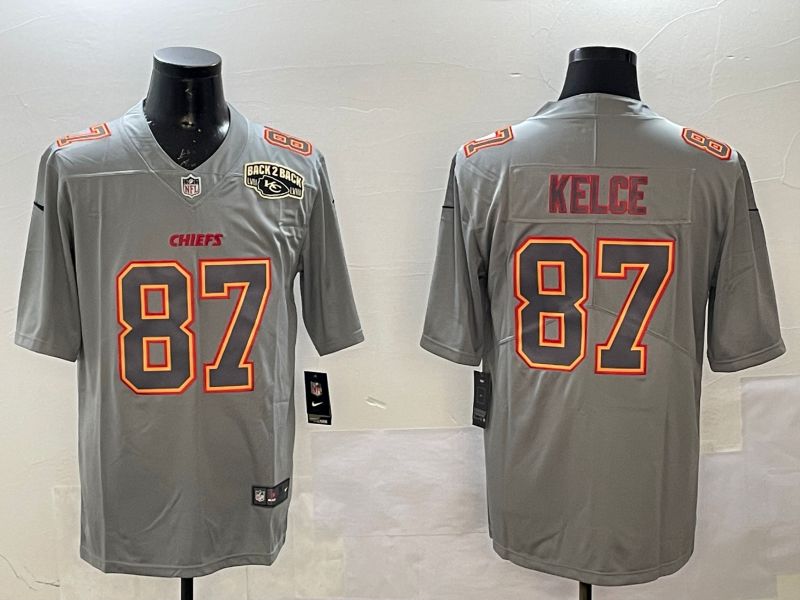 Men Kansas City Chiefs #87 Kelce Grey 2025 Nike Vapor Limited NFL Jersey style 2104